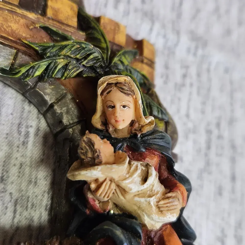 VTG Christmas Ornament Holy Family Flight From Egypt Nativity Resin Baby Jesus